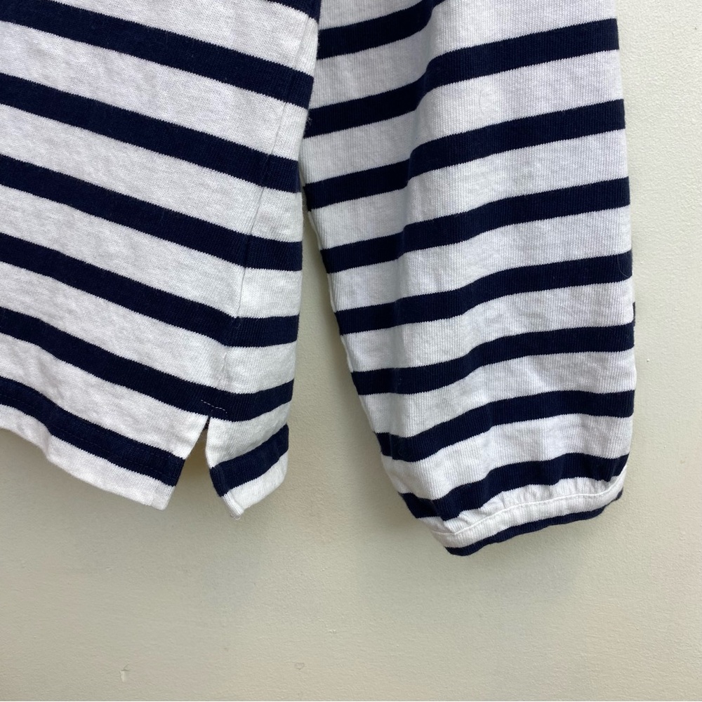 J.Crew Mariner Cloth Puff Sleeve Stripe Top Sz Medium - Picture 6 of 8